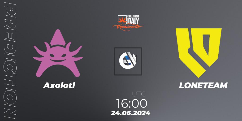 Axolotl vs LONETEAM: Betting TIp, Match Prediction. 24.06.2024 at 16:00. VALORANT, VALORANT Challengers 2024 Italy: Rinascimento Split 2