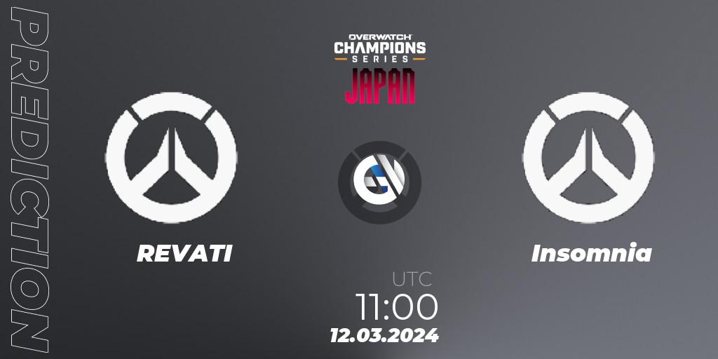 REVATI vs Insomnia: Betting TIp, Match Prediction. 12.03.2024 at 12:00. Overwatch, Overwatch Champions Series 2024 - Stage 1 Japan