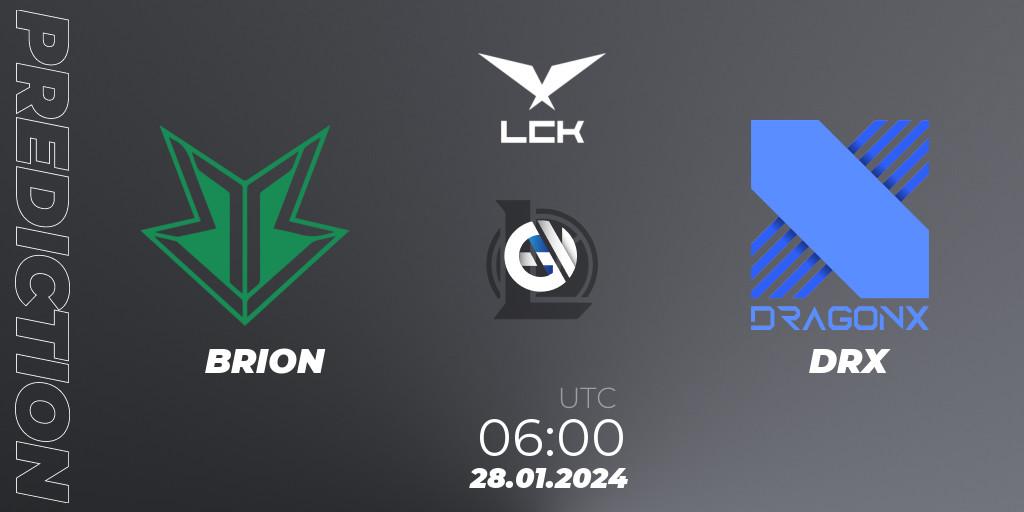 BRION vs DRX: Betting TIp, Match Prediction. 28.01.24. LoL, LCK Spring 2024 - Group Stage