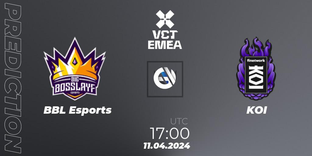 BBL Esports vs KOI: Betting TIp, Match Prediction. 11.04.2024 at 18:00. VALORANT, VALORANT Champions Tour 2024: EMEA League - Stage 1 - Group Stage
