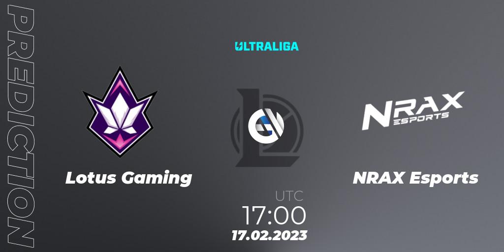 Lotus Gaming vs NRAX Esports: Betting TIp, Match Prediction. 17.02.2023 at 17:00. LoL, Ultraliga 2nd Division Season 6