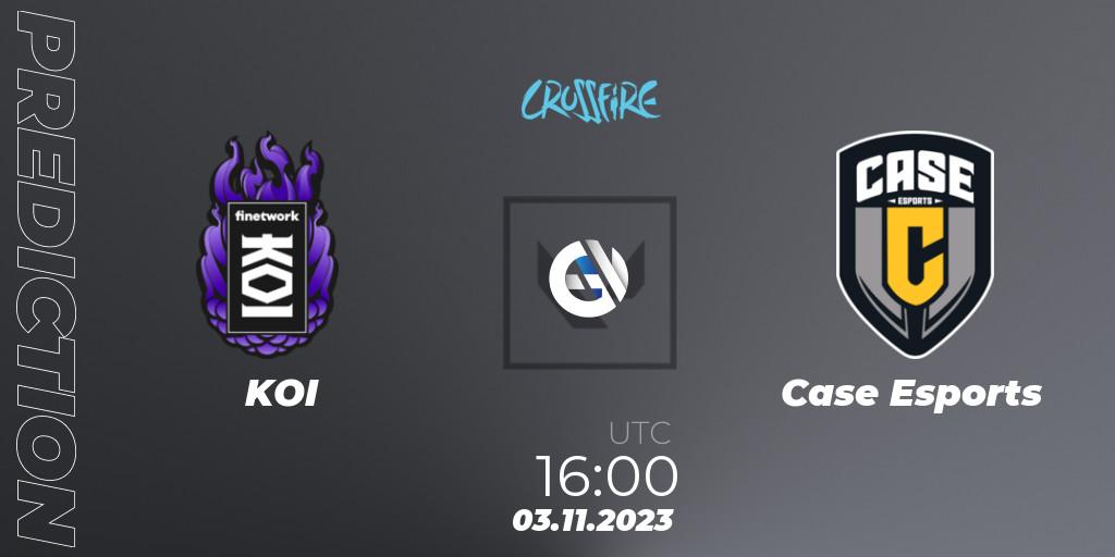 KOI vs Case Esports: Betting TIp, Match Prediction. 02.11.2023 at 16:00. VALORANT, LVP - Crossfire Cup 2023