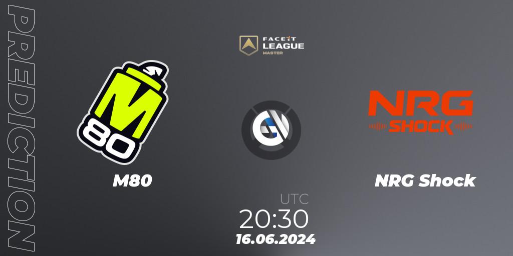 M80 vs NRG Shock: Betting TIp, Match Prediction. 16.06.2024 at 20:30. Overwatch, FACEIT League Season 1 - NA Master Road to EWC