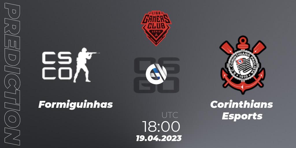 Formiguinhas vs Corinthians Esports: Betting TIp, Match Prediction. 19.04.2023 at 18:00. Counter-Strike (CS2), Gamers Club Liga Série A: April 2023