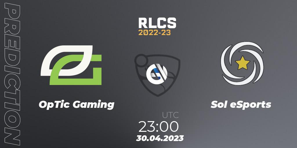 OpTic Gaming vs Sol eSports: Betting TIp, Match Prediction. 30.04.23. Rocket League, RLCS 2022-23 - Spring: North America Regional 1 - Spring Open: Closed Qualifier