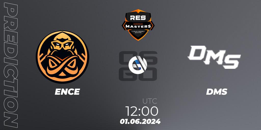 ENCE vs DMS: Betting TIp, Match Prediction. 01.06.2024 at 12:00. Counter-Strike (CS2), RES European Masters 1 Fall 2024 - BLAST Premier Qualifier
