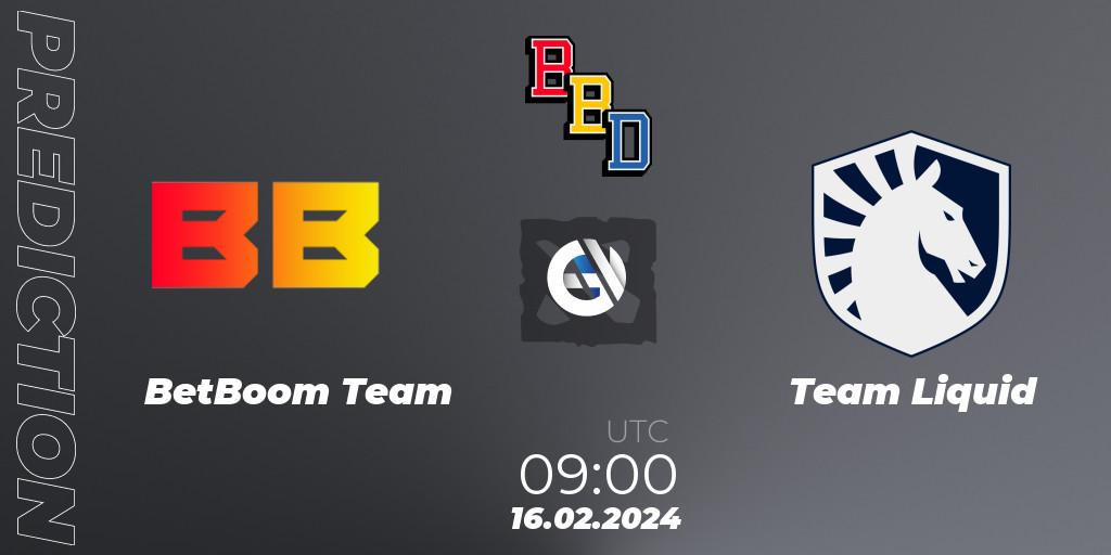 BetBoom Team vs Team Liquid: Betting TIp, Match Prediction. 16.02.2024 at 08:32. Dota 2, BetBoom Dacha Dubai 2024