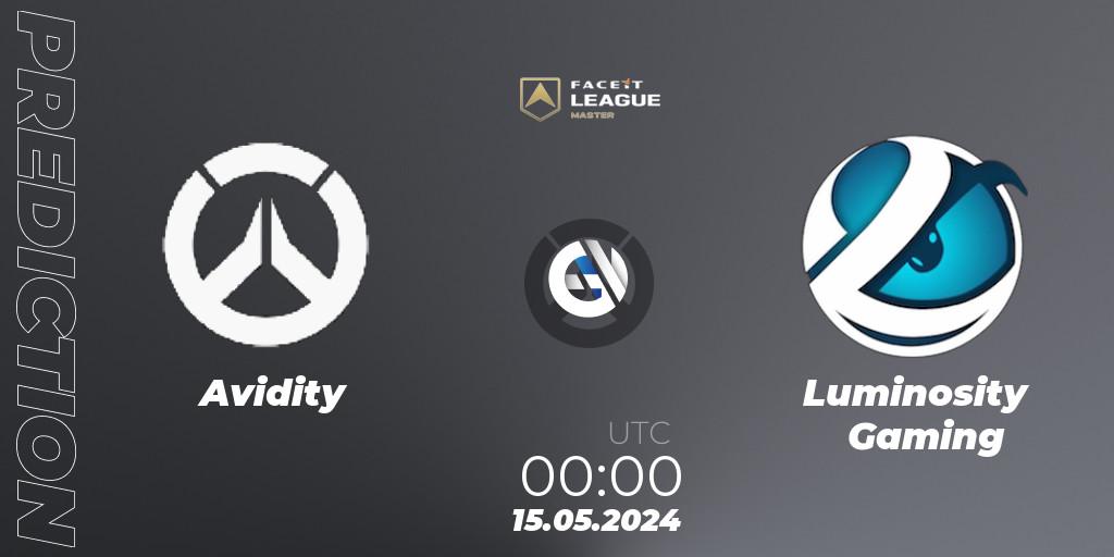 Avidity vs Luminosity Gaming: Betting TIp, Match Prediction. 15.05.2024 at 00:00. Overwatch, FACEIT League Season 1 - NA Master Road to EWC