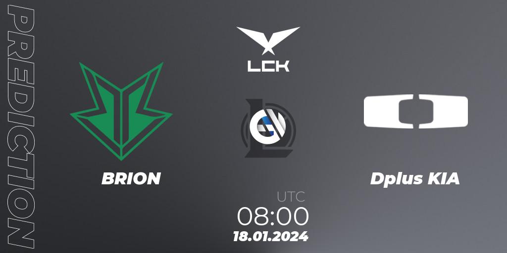 BRION vs Dplus KIA: Betting TIp, Match Prediction. 18.01.24. LoL, LCK Spring 2024 - Group Stage
