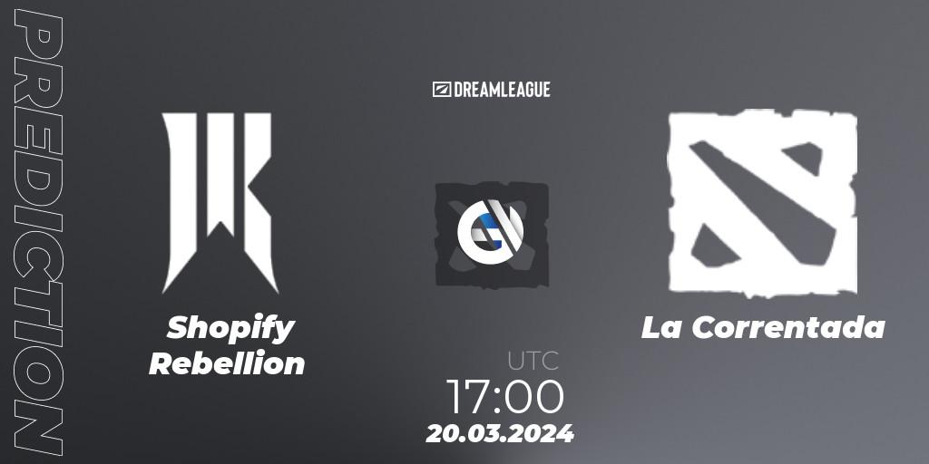 Shopify Rebellion vs La Correntada: Betting TIp, Match Prediction. 20.03.2024 at 16:00. Dota 2, DreamLeague Season 23: North America Closed Qualifier