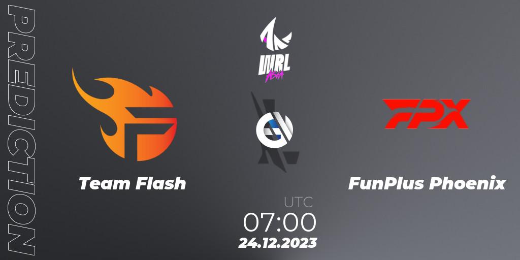 Team Flash vs FunPlus Phoenix: Betting TIp, Match Prediction. 24.12.2023 at 07:00. Wild Rift, WRL Asia 2023 - Season 2 - Regular Season