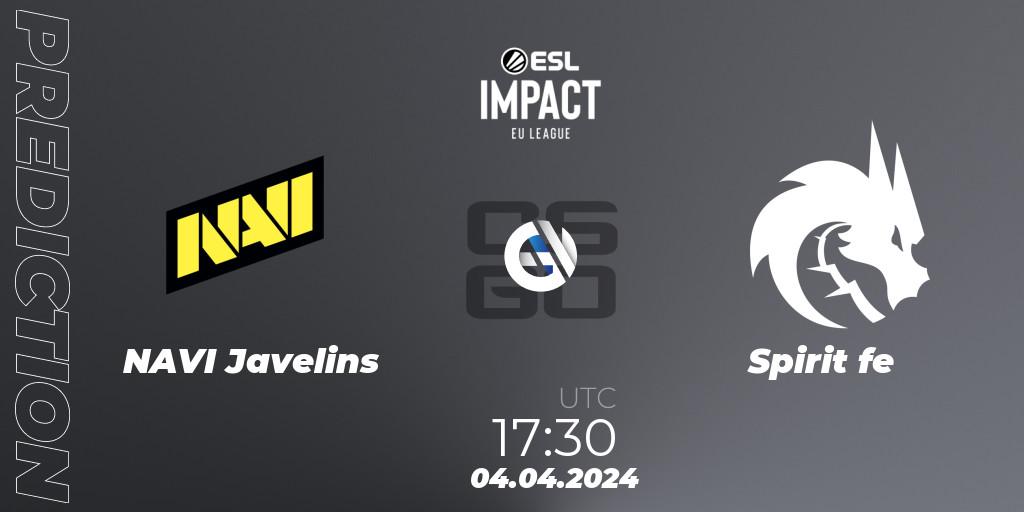 NAVI Javelins vs Spirit fe: Betting TIp, Match Prediction. 04.04.24. CS2 (CS:GO), ESL Impact League Season 5: Europe
