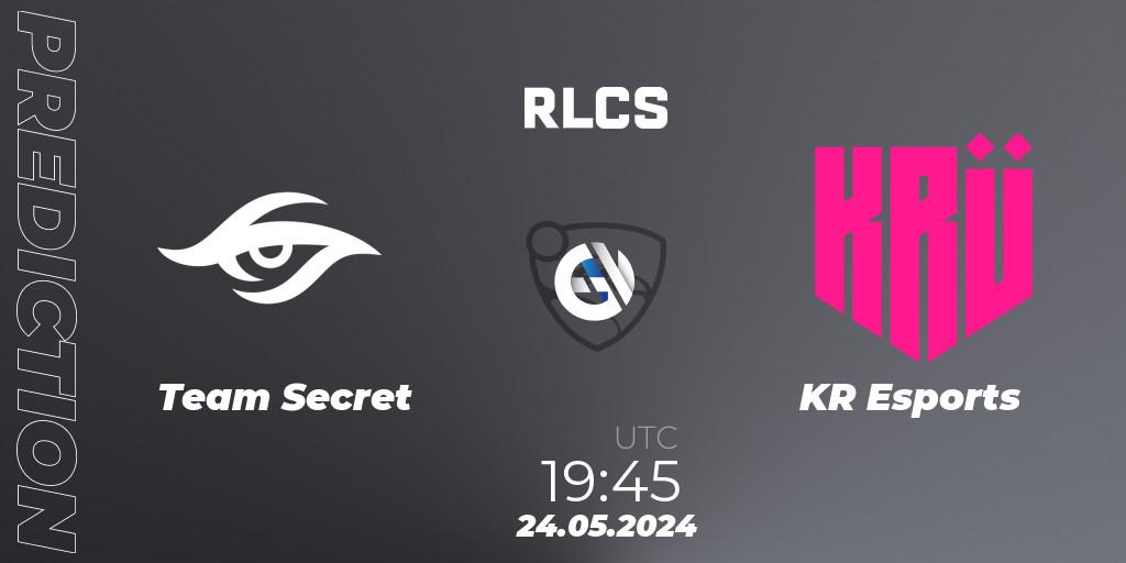 Team Secret vs KRÜ Esports: Betting TIp, Match Prediction. 25.05.2024 at 22:00. Rocket League, RLCS 2024 - Major 2: SAM Open Qualifier 6