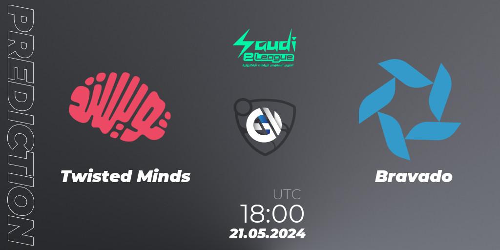 Twisted Minds vs Bravado: Betting TIp, Match Prediction. 21.05.2024 at 18:00. Rocket League, Saudi eLeague 2024 - Major 2: Online Major Phase 1