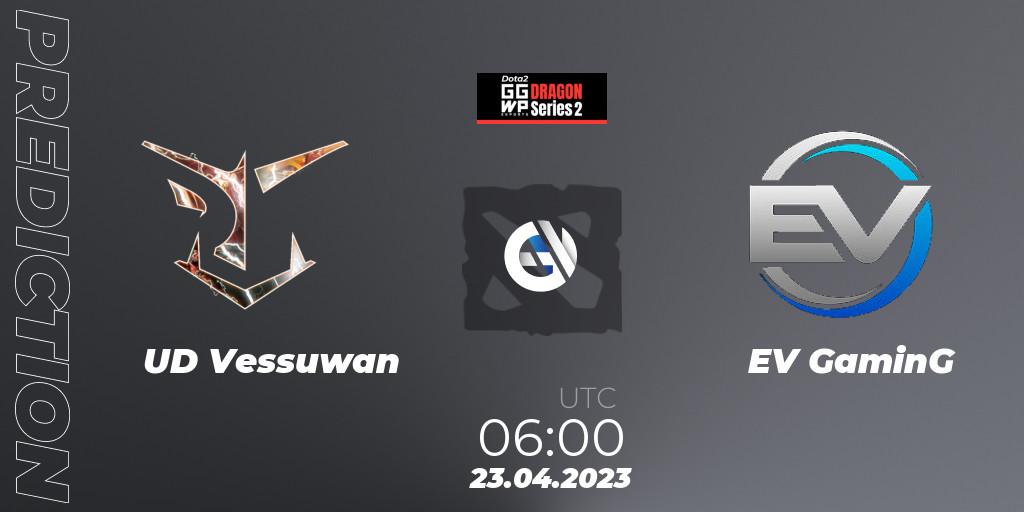 UD Vessuwan vs EV GaminG: Betting TIp, Match Prediction. 23.04.2023 at 06:10. Dota 2, GGWP Dragon Series 2