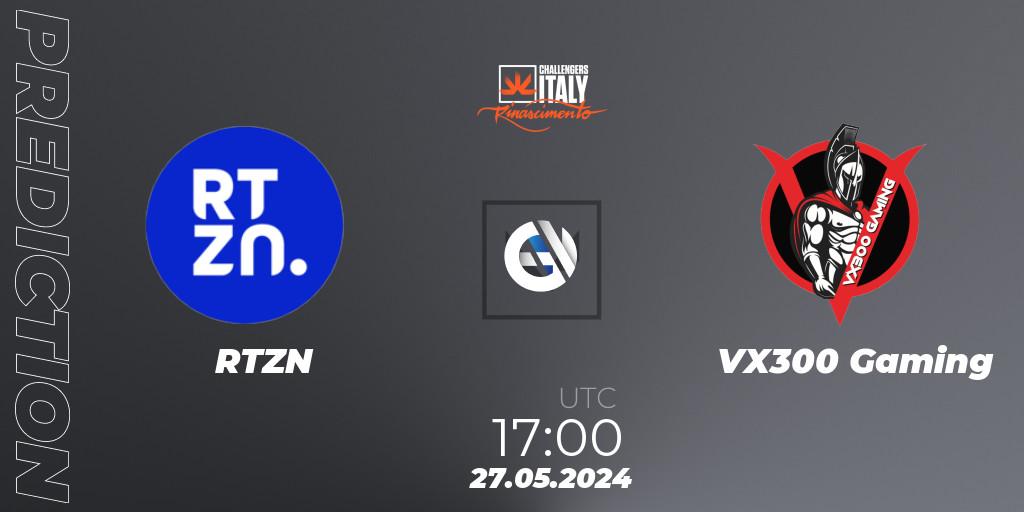 RTZN vs VX300 Gaming: Betting TIp, Match Prediction. 27.05.2024 at 17:00. VALORANT, VALORANT Challengers 2024 Italy: Rinascimento Split 2