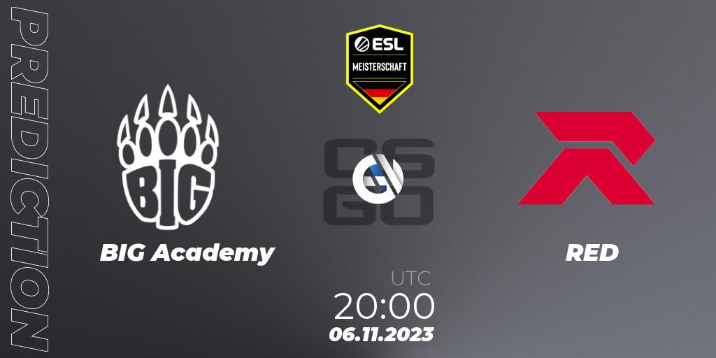 BIG Academy vs RED: Betting TIp, Match Prediction. 06.11.2023 at 20:00. Counter-Strike (CS2), ESL Meisterschaft: Autumn 2023