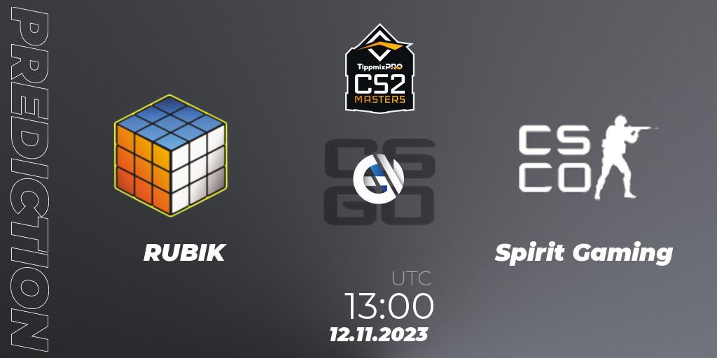 RUBIK vs Spirit Gaming: Betting TIp, Match Prediction. 12.11.2023 at 13:00. Counter-Strike (CS2), TippmixPro Masters Fall 2023