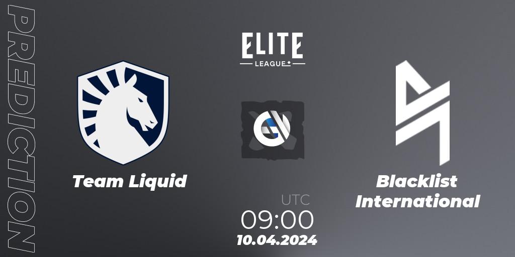 Team Liquid vs Blacklist International: Betting TIp, Match Prediction. 10.04.2024 at 09:19. Dota 2, Elite League: Round-Robin Stage