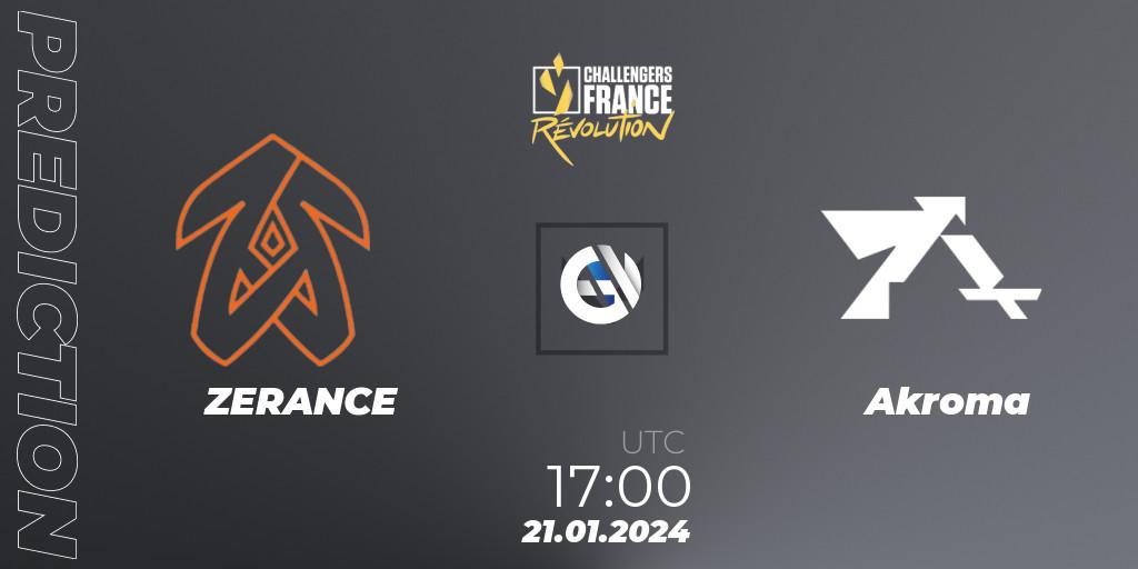 ZERANCE vs Akroma: Betting TIp, Match Prediction. 21.01.24. VALORANT, VALORANT Challengers 2024 France: Revolution Split 1