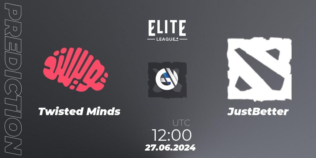 Twisted Minds vs JustBetter: Betting TIp, Match Prediction. 27.06.2024 at 12:00. Dota 2, Elite League Season 2: Western Europe Closed Qualifier