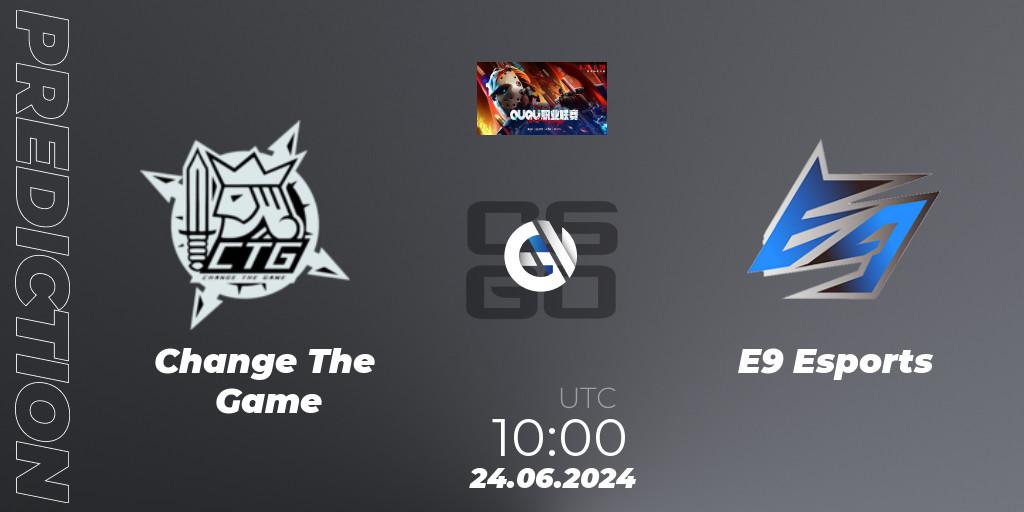 Change The Game vs E9 Esports: Betting TIp, Match Prediction. 24.06.2024 at 10:00. Counter-Strike (CS2), QU Pro League
