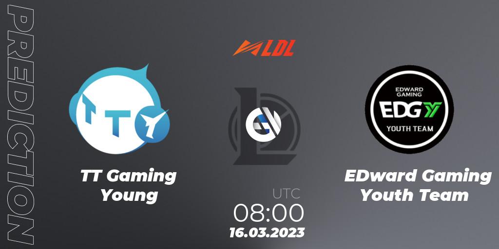 TT Gaming Young vs EDward Gaming Youth Team: Betting TIp, Match Prediction. 16.03.2023 at 08:00. LoL, LDL 2023 - Regular Season
