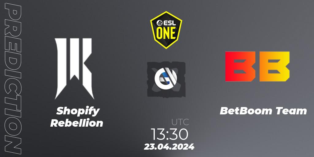 Shopify Rebellion vs BetBoom Team: Betting TIp, Match Prediction. 23.04.2024 at 14:00. Dota 2, ESL One Birmingham 2024
