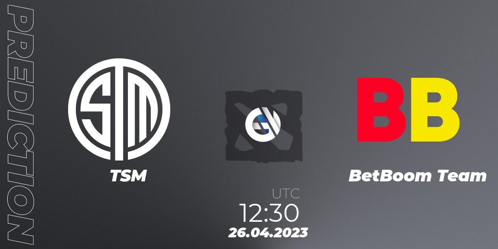 TSM vs BetBoom Team: Betting TIp, Match Prediction. 26.04.2023 at 12:44. Dota 2, The Berlin Major 2023 ESL - Group Stage