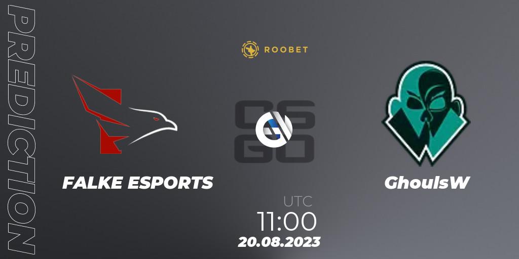FALKE ESPORTS vs GhoulsW: Betting TIp, Match Prediction. 20.08.2023 at 11:00. Counter-Strike (CS2), Roobet Arena August 2023: Europe