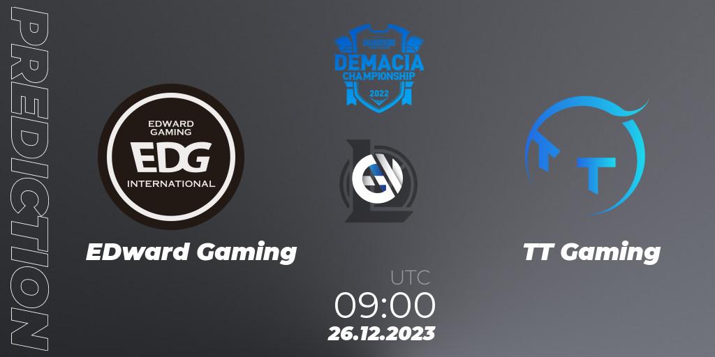 EDward Gaming vs TT Gaming: Betting TIp, Match Prediction. 26.12.2023 at 09:00. LoL, Demacia Cup 2023 Group Stage
