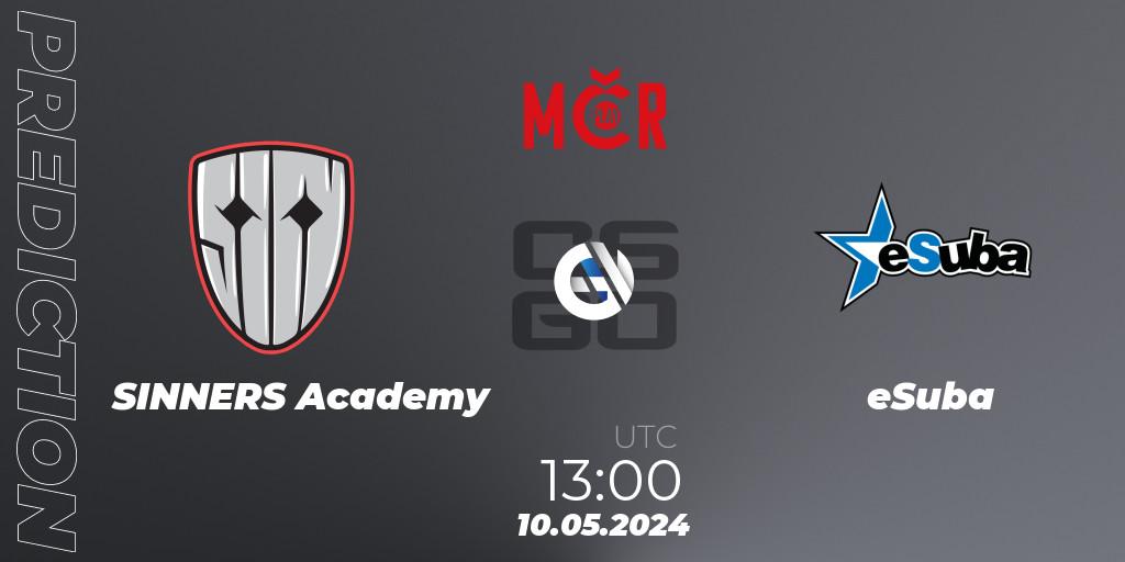 SINNERS Academy vs eSuba: Betting TIp, Match Prediction. 10.05.2024 at 13:00. Counter-Strike (CS2), Tipsport Cup Spring 2024: Closed Qualifier