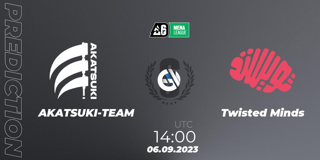 AKATSUKI-TEAM vs Twisted Minds: Betting TIp, Match Prediction. 06.09.2023 at 14:00. Rainbow Six, MENA League 2023 - Stage 2