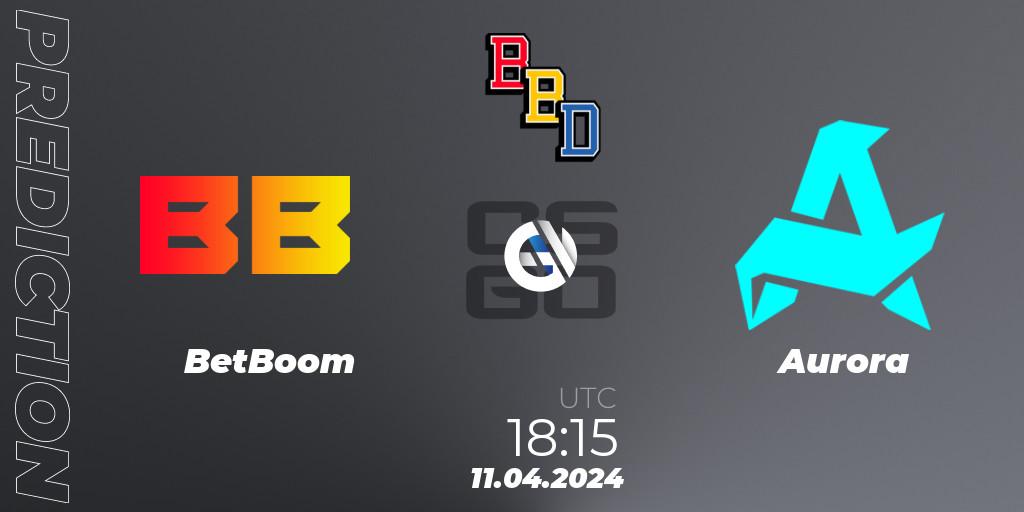BetBoom vs Aurora: Betting TIp, Match Prediction. 11.04.2024 at 18:35. Counter-Strike (CS2), BetBoom Dacha Belgrade 2024: European Qualifier
