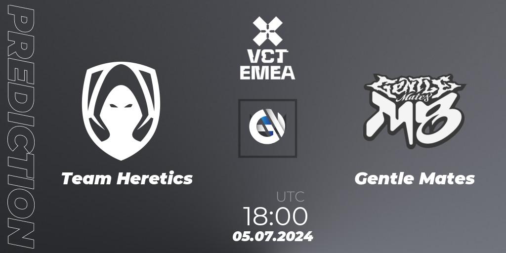 Team Heretics vs Gentle Mates: Betting TIp, Match Prediction. 05.07.2024 at 19:00. VALORANT, VALORANT Champions Tour 2024: EMEA League - Stage 2 - Group Stage