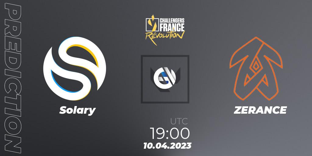 Solary vs ZERANCE: Betting TIp, Match Prediction. 10.04.2023 at 19:10. VALORANT, VALORANT Challengers France: Revolution Split 2 - Regular Season