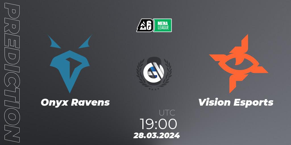 Onyx Ravens vs Vision Esports: Betting TIp, Match Prediction. 28.03.2024 at 19:00. Rainbow Six, MENA League 2024 - Stage 1