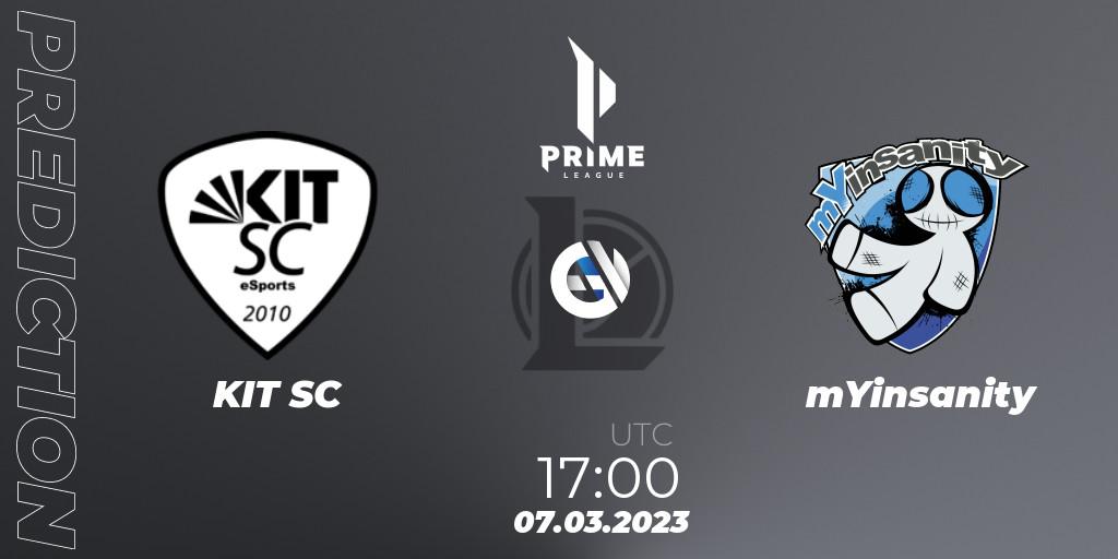 KIT SC vs mYinsanity: Betting TIp, Match Prediction. 07.03.2023 at 17:00. LoL, Prime League 2nd Division Spring 2023 - Playoffs