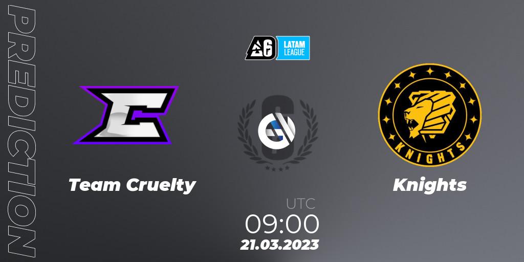 Team Cruelty vs Knights: Betting TIp, Match Prediction. 21.03.2023 at 23:00. Rainbow Six, LATAM League 2023 - Stage 1