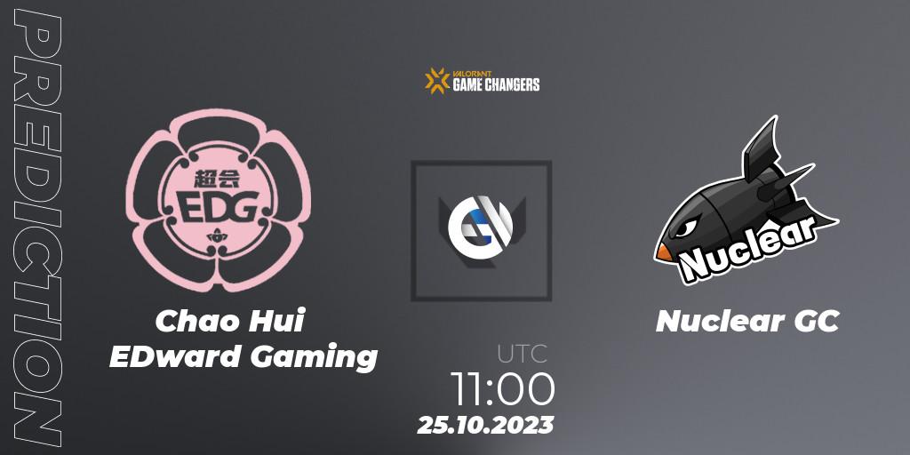Chao Hui EDward Gaming vs Nuclear GC: Betting TIp, Match Prediction. 25.10.2023 at 11:00. VALORANT, VCT 2023: Game Changers East Asia