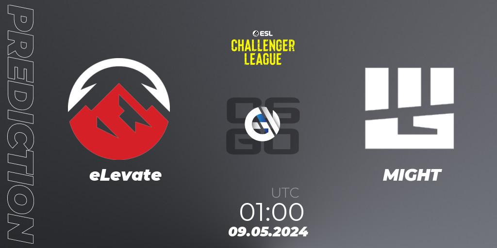 eLevate vs MIGHT: Betting TIp, Match Prediction. 09.05.2024 at 01:00. Counter-Strike (CS2), ESL Challenger League Season 47: North America