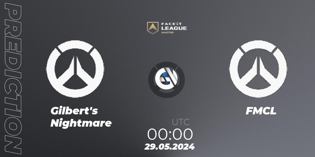 Gilbert's Nightmare vs FMCL: Betting TIp, Match Prediction. 29.05.2024 at 00:00. Overwatch, FACEIT League Season 1 - NA Master Road to EWC