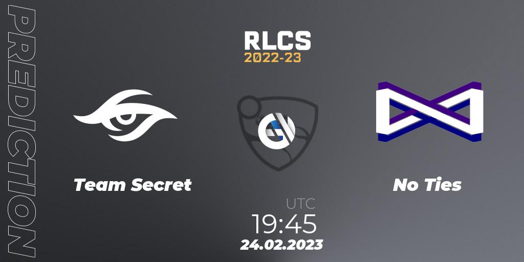 Team Secret vs No Ties: Betting TIp, Match Prediction. 24.02.23. Rocket League, RLCS 2022-23 - Winter: South America Regional 3 - Winter Invitational