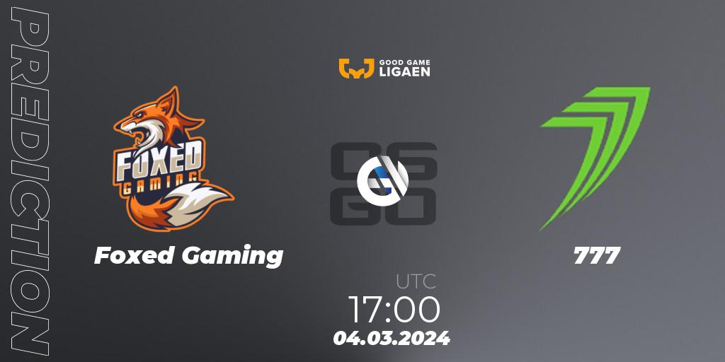 Foxed Gaming vs 777: Betting TIp, Match Prediction. 10.03.2024 at 18:00. Counter-Strike (CS2), Good Game-ligaen Spring 2024