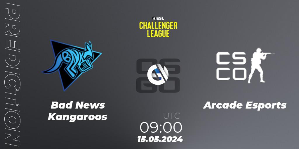 Bad News Kangaroos vs Arcade Esports: Betting TIp, Match Prediction. 15.05.2024 at 09:00. Counter-Strike (CS2), ESL Challenger League Season 47: Oceania