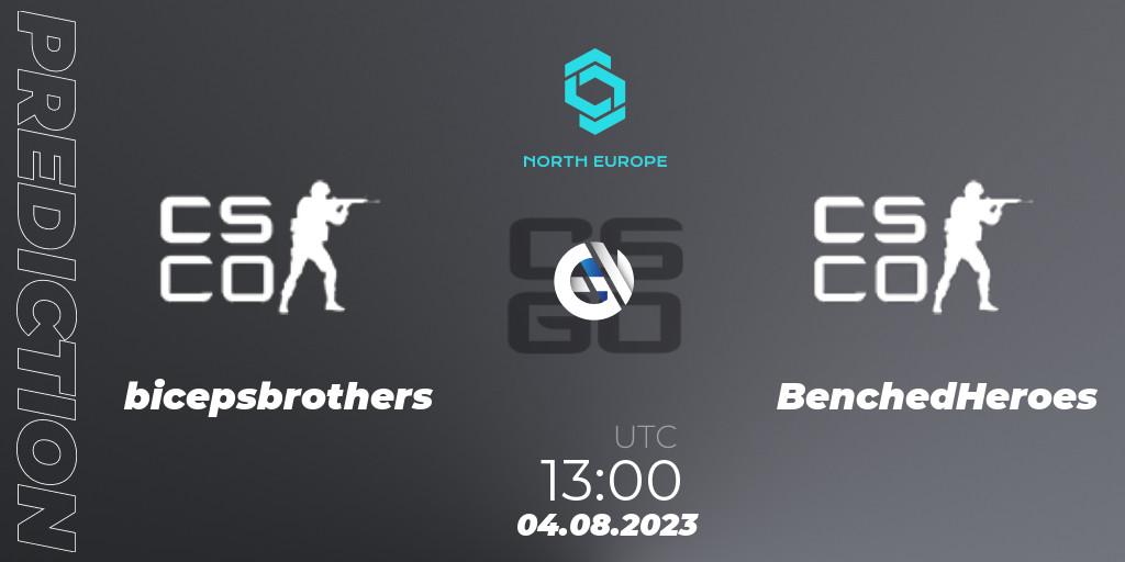 bicepsbrothers vs BenchedHeroes: Betting TIp, Match Prediction. 04.08.2023 at 13:00. Counter-Strike (CS2), CCT North Europe Series #7: Open Qualifier