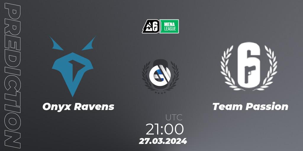 Onyx Ravens vs Team Passion: Betting TIp, Match Prediction. 27.03.2024 at 21:00. Rainbow Six, MENA League 2024 - Stage 1