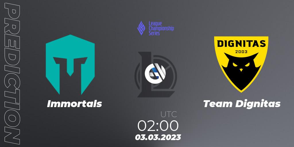 Immortals vs Team Dignitas: Betting TIp, Match Prediction. 03.03.23. LoL, LCS Spring 2023 - Group Stage