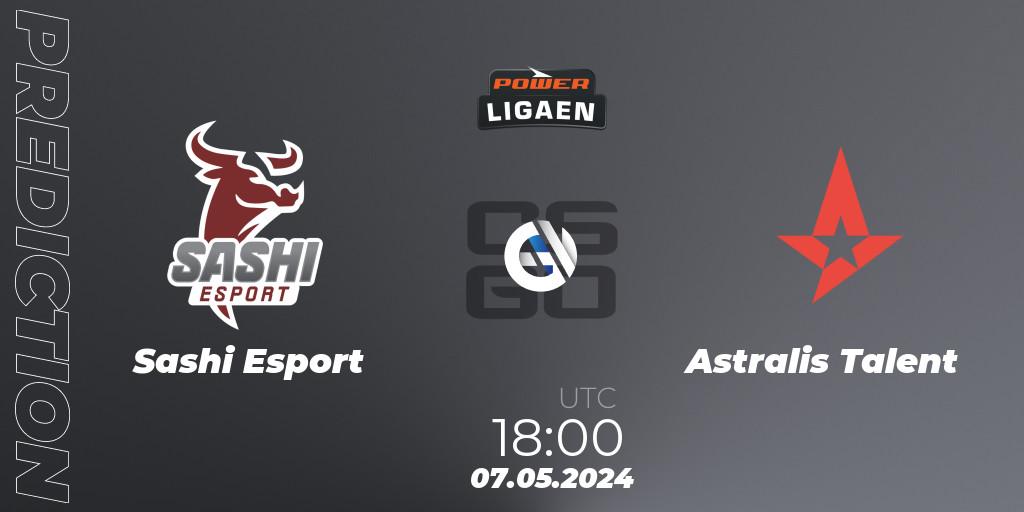 Sashi Esport vs Astralis Talent: Betting TIp, Match Prediction. 07.05.2024 at 18:00. Counter-Strike (CS2), Dust2.dk Ligaen Season 26