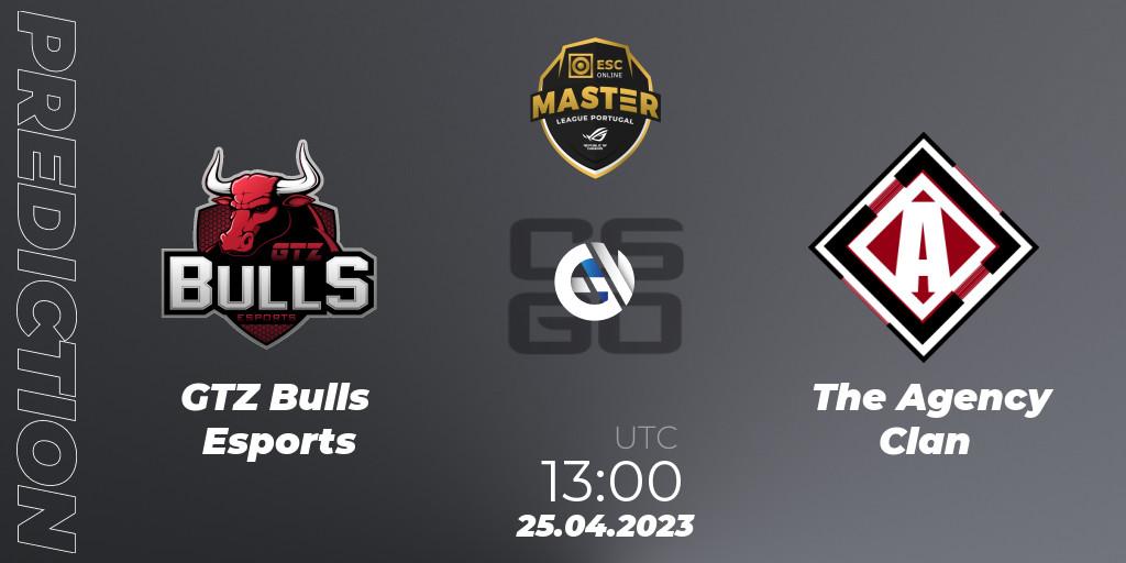 GTZ Bulls Esports vs The Agency Clan: Betting TIp, Match Prediction. 25.04.23. CS2 (CS:GO), Master League Portugal Season 11: Online Stage